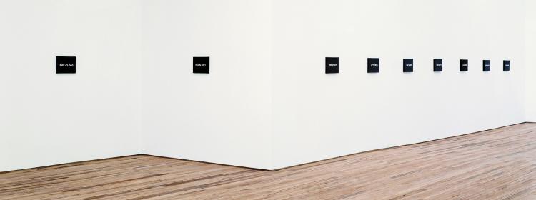 On Kawara, Thirty-six Date-Paintings of 35 years from the Today Series, 1966–2000. Installation view, 1966. Dia Art Foundation; Lannan Foundation, long-term loan; collection of the artist. Photograph Bill Jacobson.