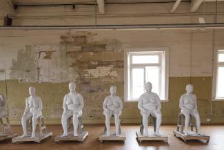 Bharti Kher, Six Women, 2013–15. Plaster of Paris, wood, metal, approximately 123 x 61 x 95.5cm each. Installation view of the 20th Biennale of Sydney 2016. Courtesy the artist and Hauser & Wirth, London and Zurich. Photograph Leïla Joy.