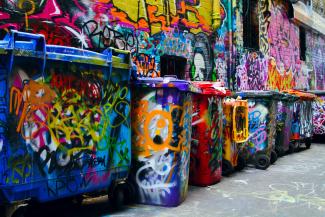Graffiti Bins – photographed down Hosier Lane Melbourne, 2010