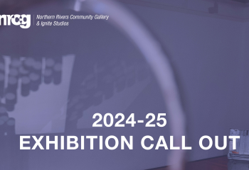 Blue and purple background with white text that says 2024-25 Exhibition Call Out 