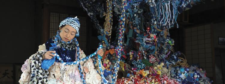 Traces-Blue, 2013. Detail. Site specific project, performance and installation for Setouchi Triennial, 2013, Japan. Courtesy the artists. 