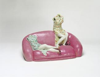 Liu Jianhua, Obsessive memories, 2002. Porcelain, modelled and with overglaze colours, incised, 54 x 33 x 37cm. Purchased 2004. Queensland Art Gallery Foundation.