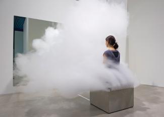 Jeppe Hein, Smoking Bench, 2002. Installation view at ARoS, Denmark, 2009. Courtesy Johann König, Berlin, 303 Gallery, New York and SCAI THE BATHHOUSE, Tokyo. Photography Ole Hein Pedersen. 