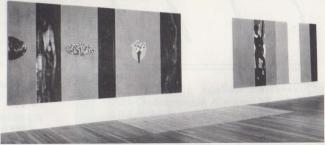 John Young, Installation view, The Floating World and Charred Head Silhouette Painting, 1988. Courtesy Yuill/Crowley, Sydney. 
