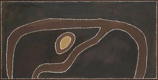 Rover Joolama Thomas, Kukatja/Wangkajunga people, c1926-1988, Djundugal (Rainbow Serpent) Dreaming place, 1986