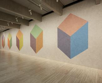 Sol LeWitt, Wall Drawing #604H, 1989. Cubic rectangle with color ink washes superimposed, colour ink wash. © Estate of Sol LeWitt. 